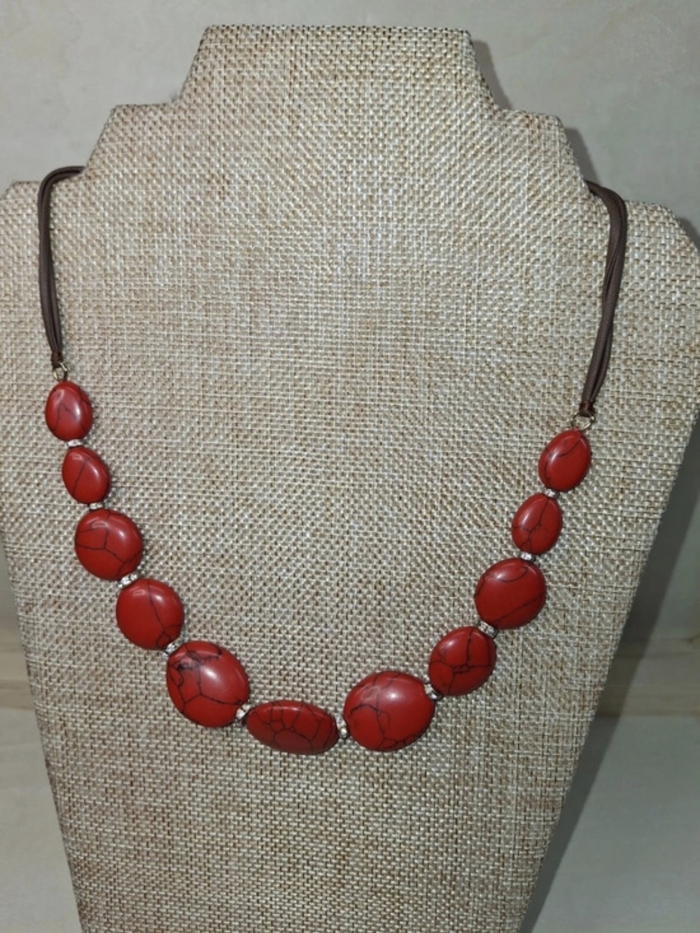 Chaps Beaded Statement Necklace in Red